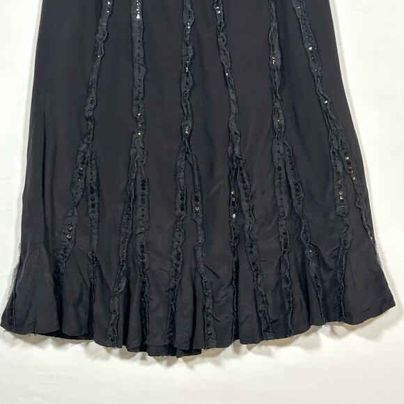 Vintage 90’s Chico’s 100% Silk Black Maxi Skirt Boho Chic Whimsigoth 12/14 L - Picture 5 of 7